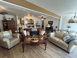 Smart TV, fireplace, DVD player, books