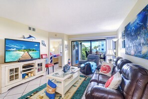 TV, lettore DVD, libri, impianto stereo