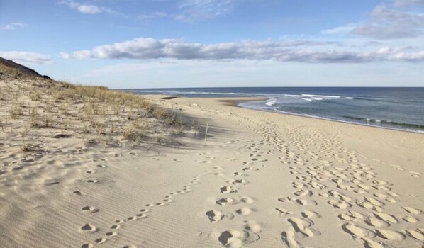 Beach nearby, sun loungers, beach towels