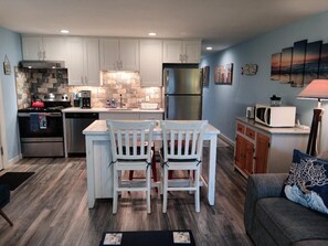 Fridge, microwave, oven, stovetop - RECENTLY RENOVATED 2 BEDROOM CONDO WITH DECK & OFF STREET PARKING CLOSE TO BEACH (Provincetown)