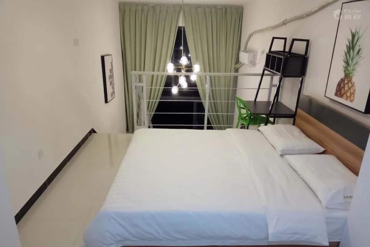 1 bedroom, desk, blackout curtains, iron/ironing board