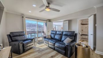 Smart TV, fireplace, video games, ping pong