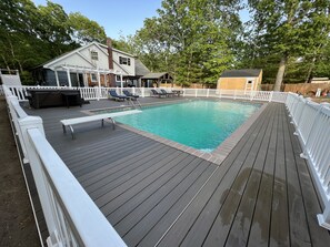 Outdoor pool, a heated pool - Resort Style backyard including professional PICKLEBALL COURT paddles & HOT TUB. (southampton)