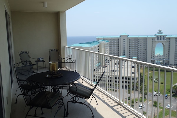 Patio furniture and view to our left.