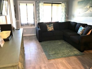 Smart TV, DVD player, books, video library