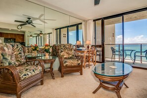 TV, DVD player, books, stereo