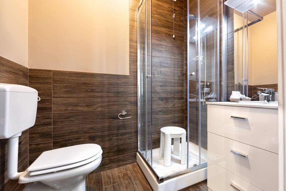 shower, free toiletries, hair dryer, slippers