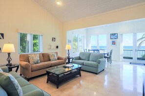 Smart TV, DVD player, music library, video library - Luxurious 2 Bdr Beachfront Villa - Coral Beach House - Excellent Cayman value! (Bodden Town)