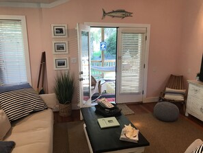 Smart TV, DVD player, books, music library