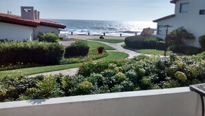 A coastal garden with a pathway leading to a beach, surrounded by lush greenery and flowering plants. - DELUXE VILLA FOR 6 GUESTS-2 BEDROOM,1BATH (Rosarito)