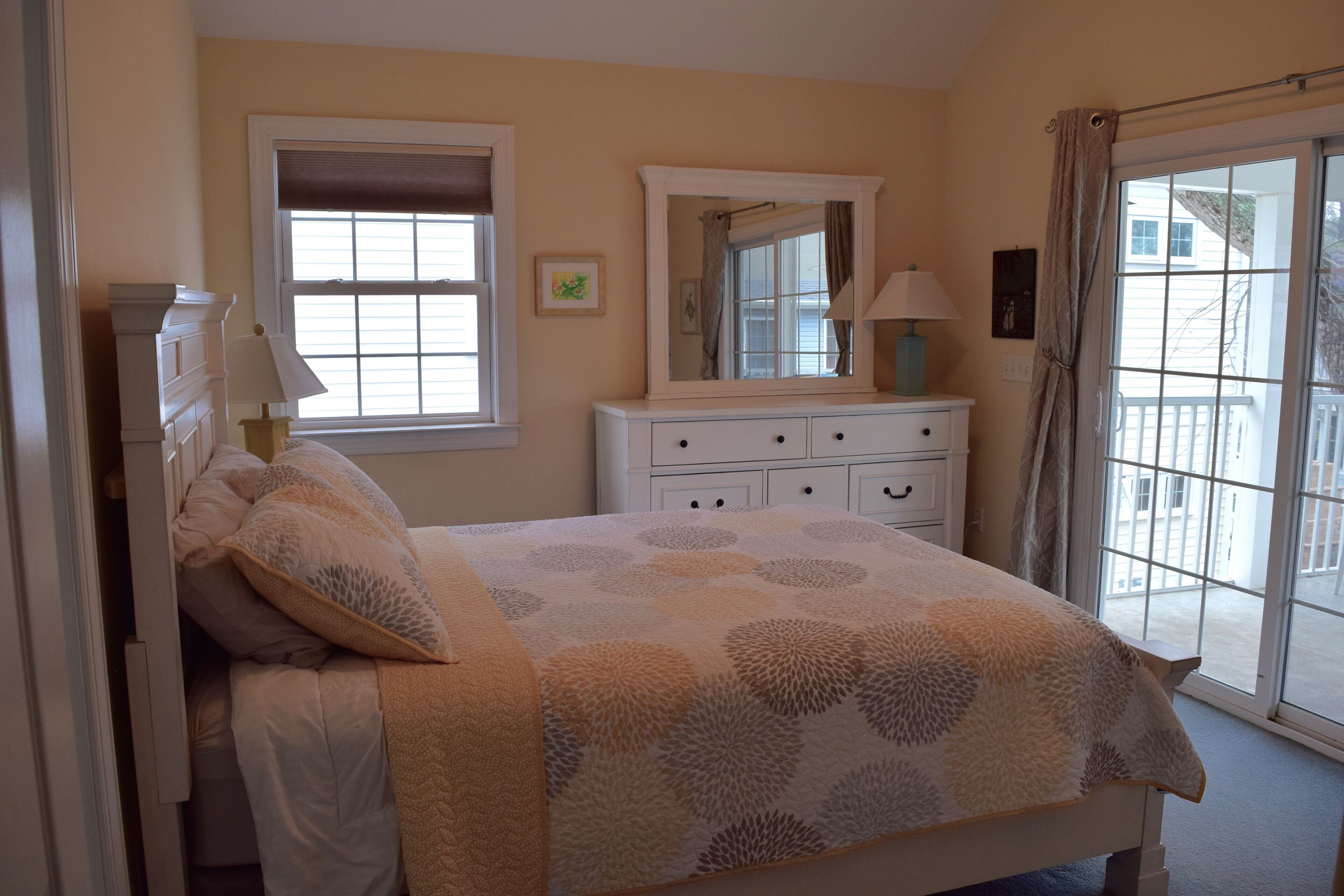 Bedroom #1.  Queen bed.  This room has private, attached bath with whirlpool tub
