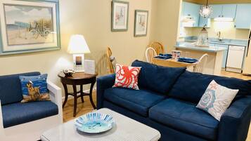 Smart TV, fireplace, DVD player