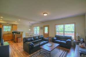 Televisión, chimenea y reproductor de DVD 