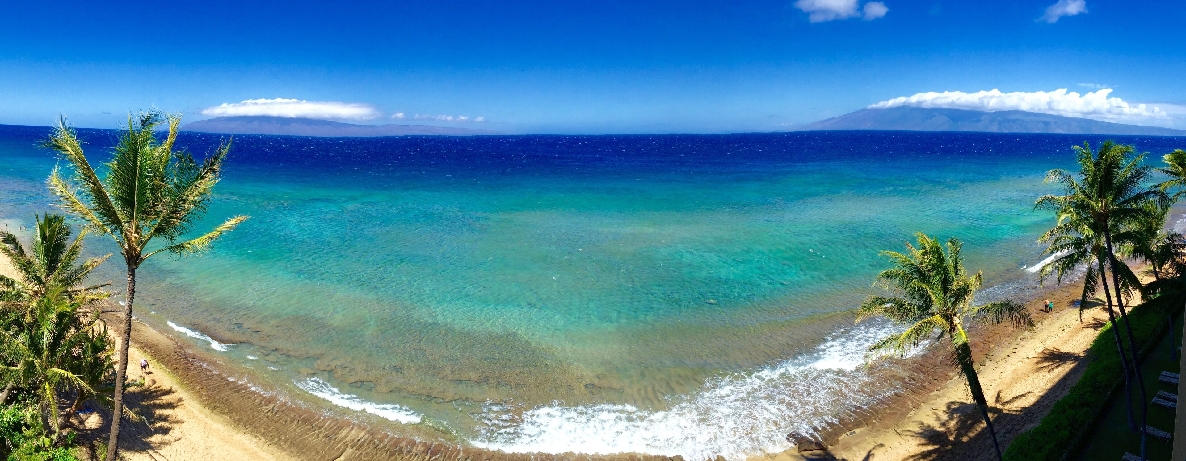On the beach, sun loungers, beach towels