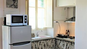 Apartment, 1 Schlafzimmer | Eigene Küche | Kühlschrank, Mikrowelle, Herdplatte, Wasserkocher mit Kaffee-/Teezubehör