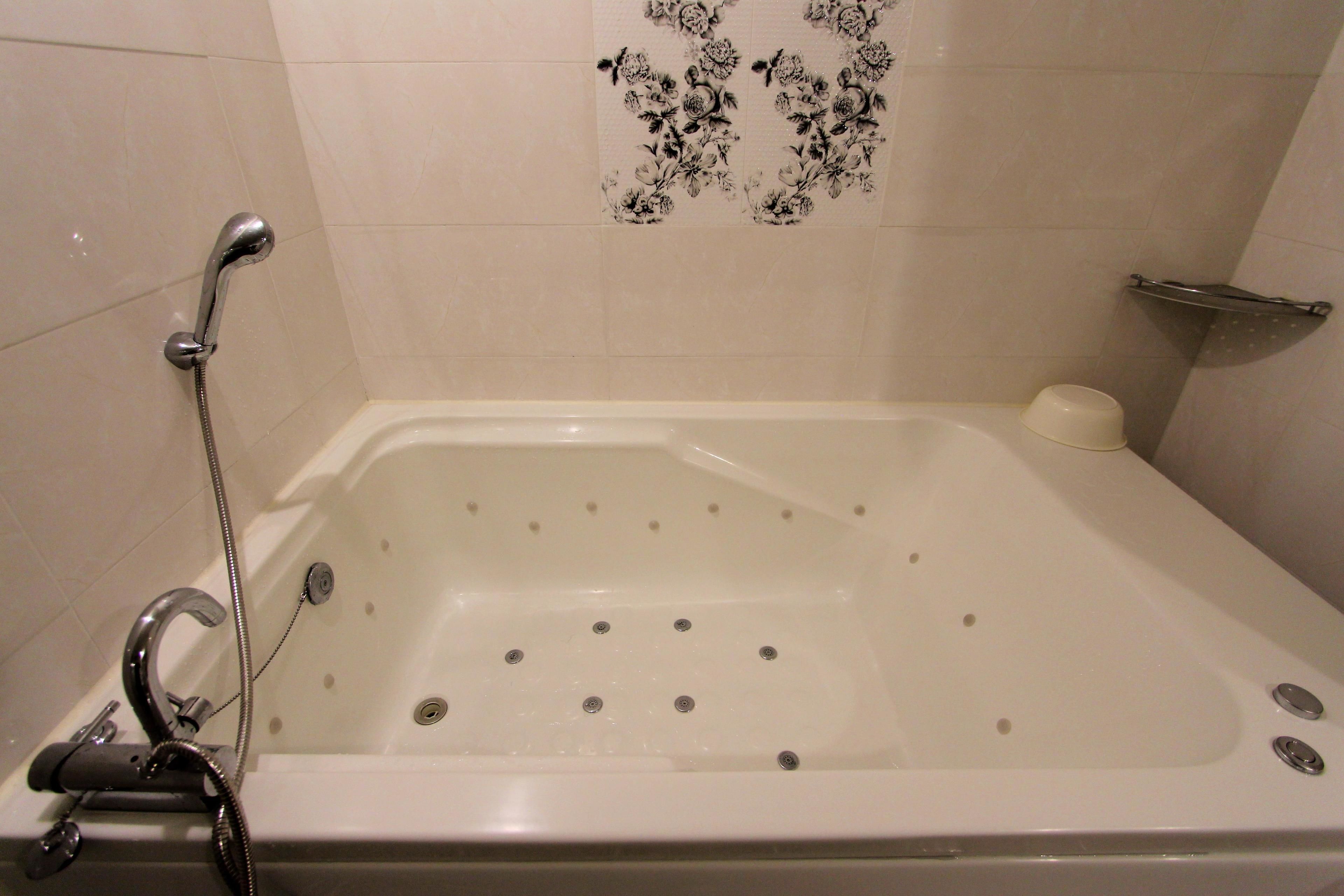 combined shower/bathtub, free toiletries, hair dryer, bathrobes
