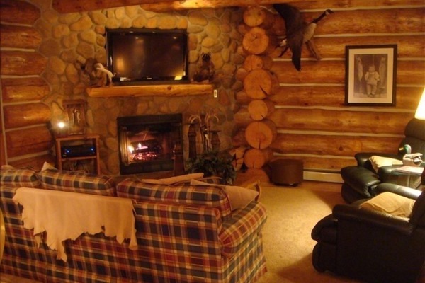 Family room with fireplace and flatscreen TV