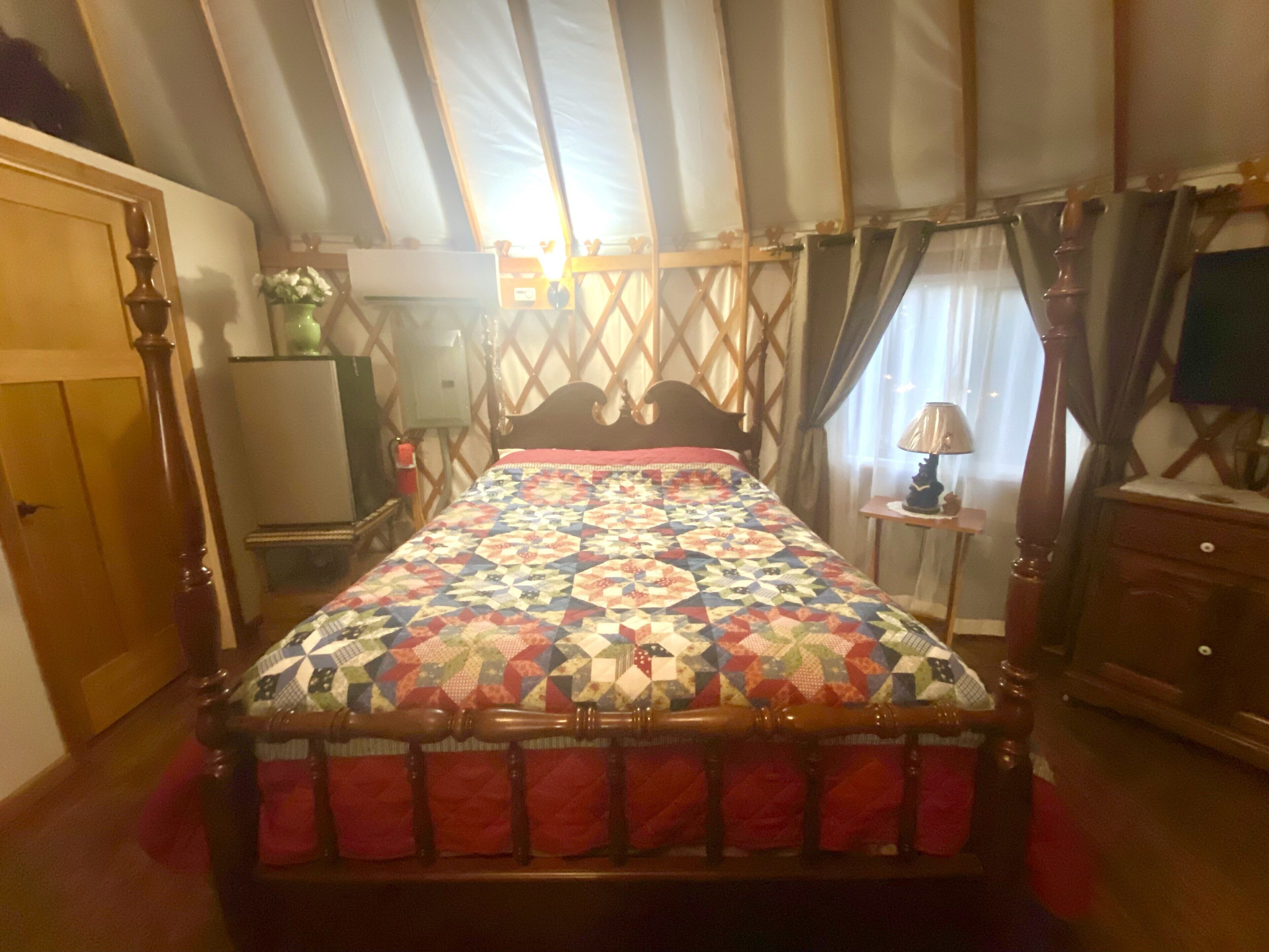 Yogi's Den is a playfully themed Yurt starring Yogi the bear and his pals.