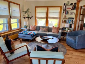 Smart TV, DVD player, books, video library