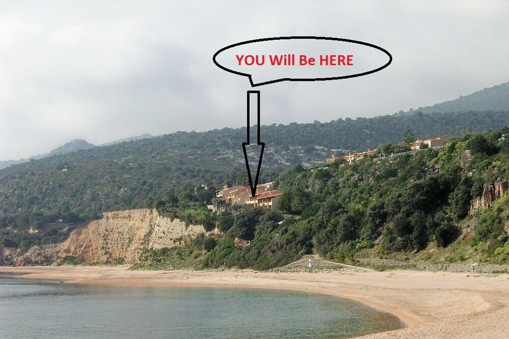 On the beach with stunning views