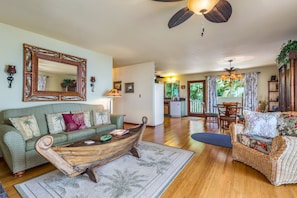 Smart TV, DVD player, books, music library