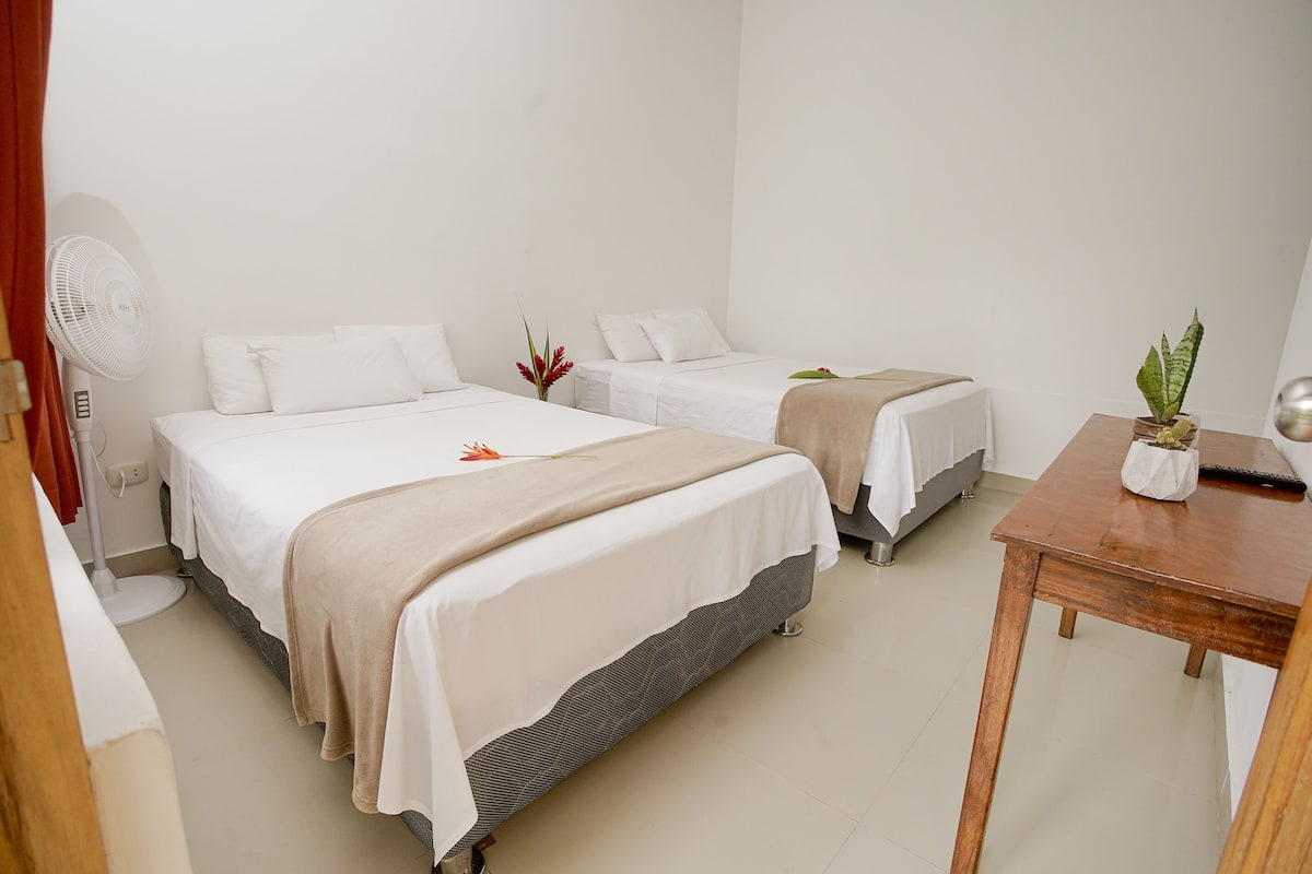 Classic Double Room, 2 Double Beds, Non Smoking, Garden View | Desk, laptop workspace, blackout drapes, free WiFi