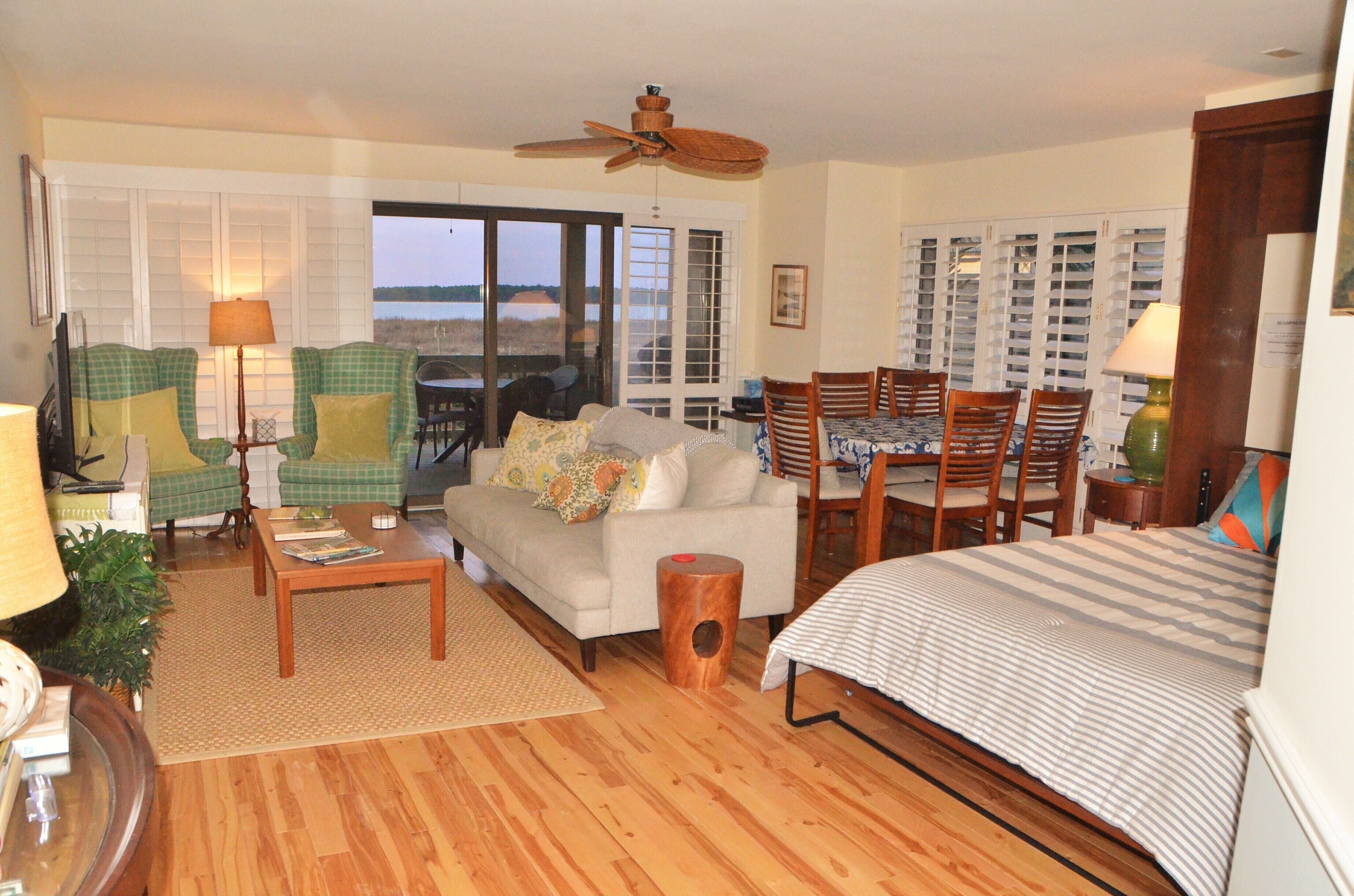 Smart TV, DVD player, books, video library