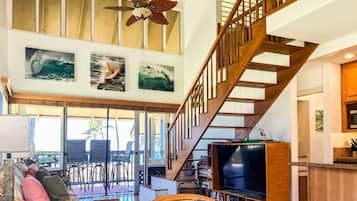 Smart TV, DVD player, books, music library