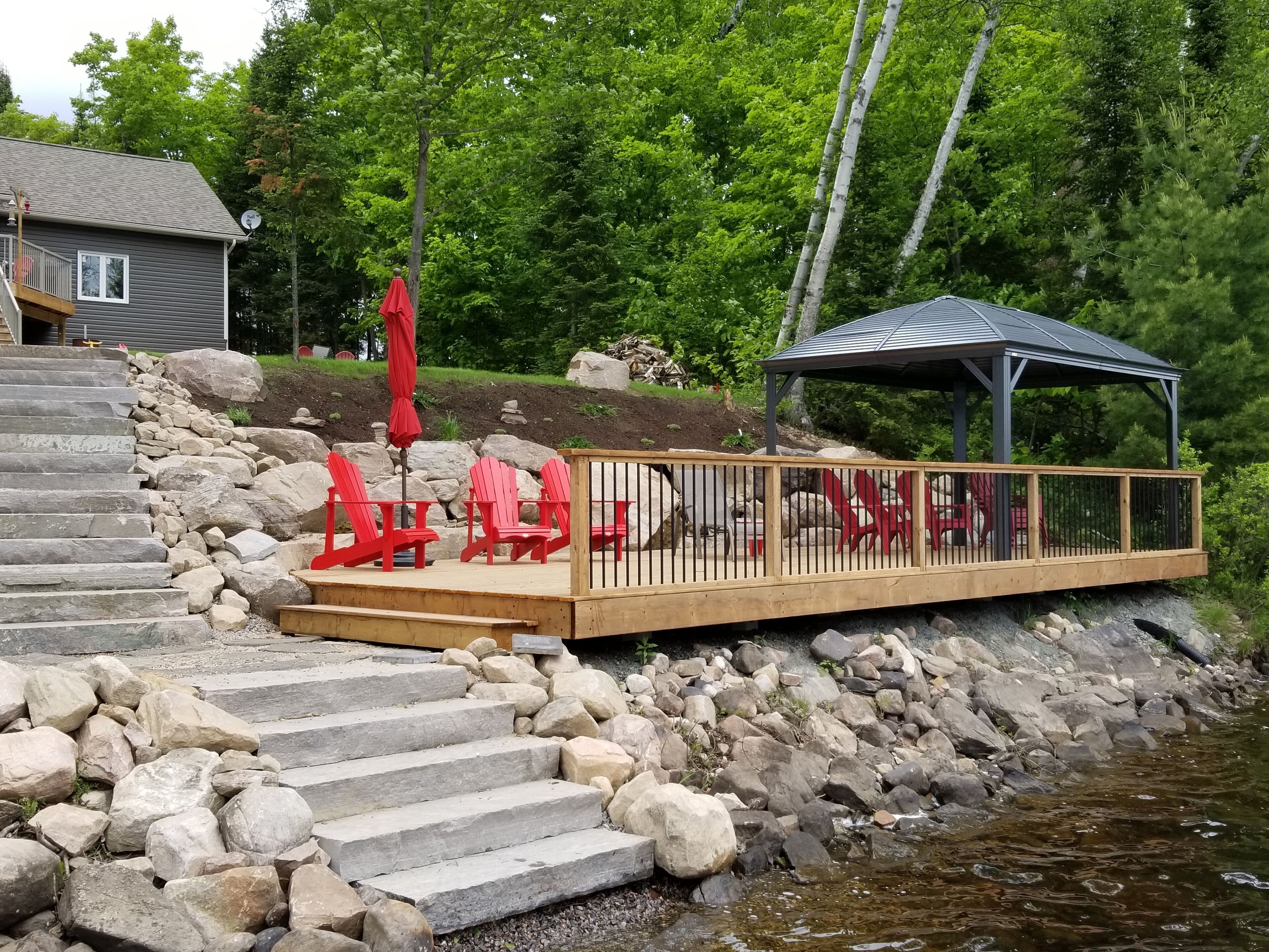 Follow the lower steps right into the water for a refreshing swim