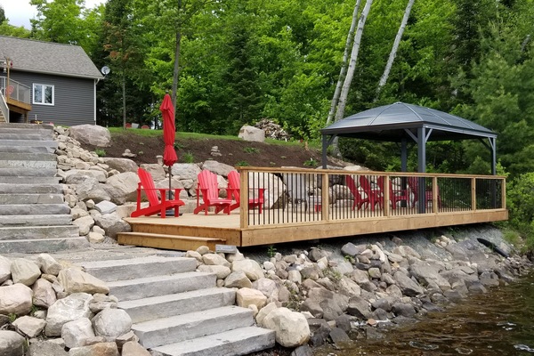 Follow the lower steps right into the water for a refreshing swim