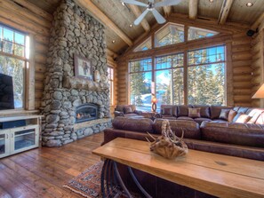 TV, fireplace, video-game console, stereo