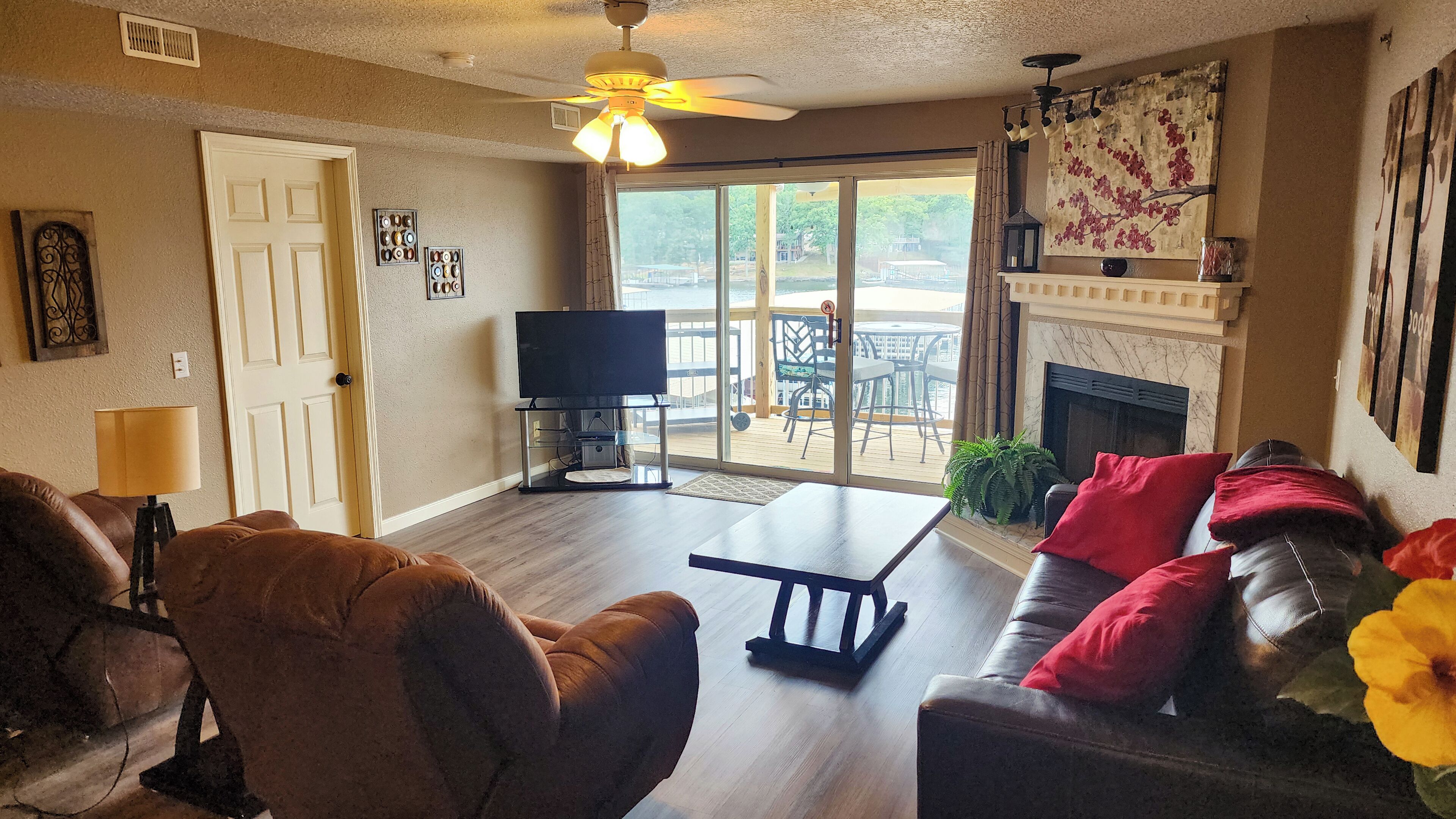 智能电视、壁炉、DVD 播放器、立体声音响