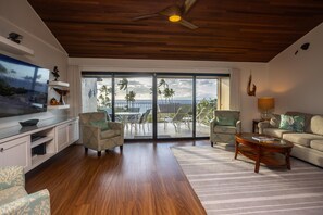 TV, DVD player, books, stereo