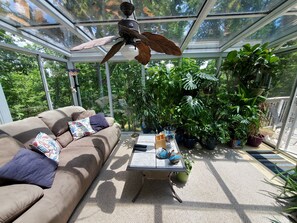 TV, fireplace, DVD player, books