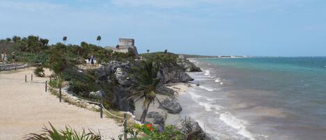 Sun-loungers, beach towels