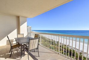 Outdoor dining - Modern beachfront condo w/ private balconies & elevator!✨ (Destin)