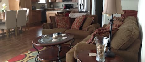 Smart TV, fireplace, DVD player, video library