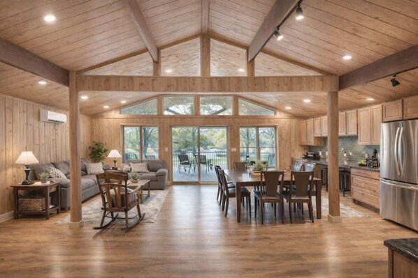 Smart TV, fireplace, ping pong