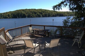 roomy deck for lounging, reading and meals