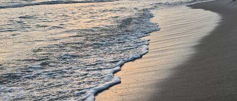 Nær stranden og solsenger