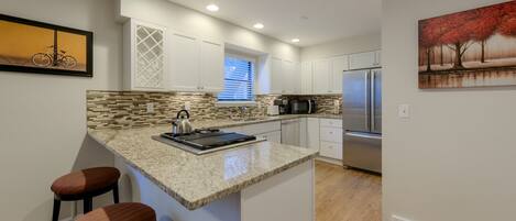 Fridge, microwave, dishwasher