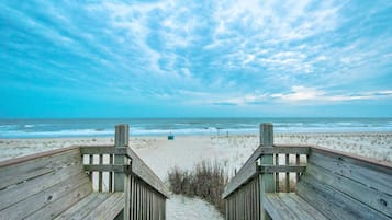 Beach nearby, sun loungers