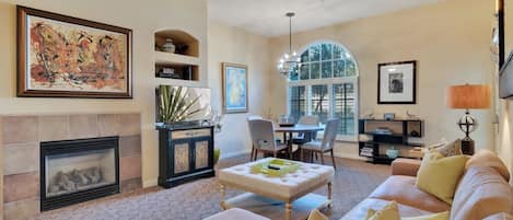 TV, fireplace, offices