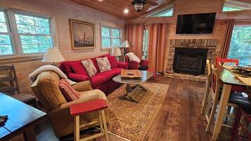 TV, fireplace, DVD player