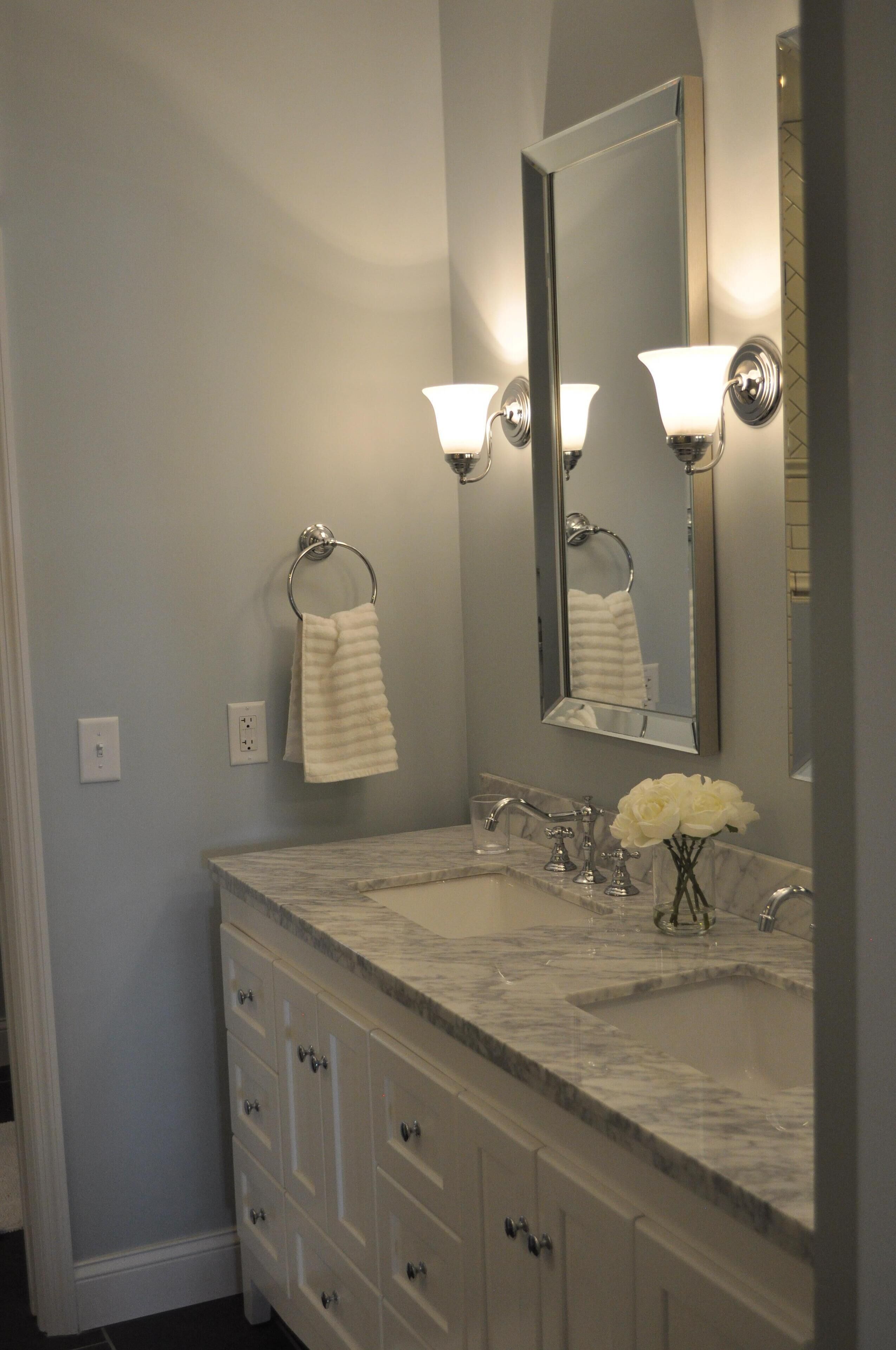 Master bath.  Marble, subway tile, and slate.  Relax and pamper yourself.