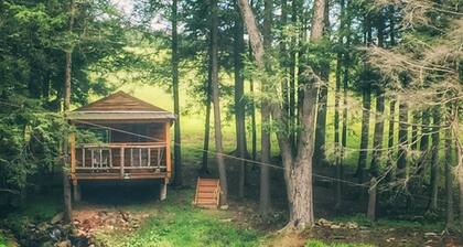Timber framed cabin nestled in the Pocono Mountains on a private estate