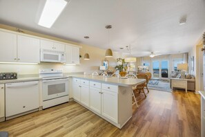 Fridge, microwave, oven, stovetop - Semi-Oceanfront Condo w/ Resort Pool, Elevator, Private Sundeck. Top Notch Stay! (Rodanthe)
