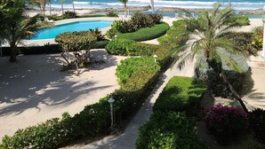 A resort with a pool, palm trees, and a view of the ocean. - YOU'VE Arrived! Beachfront 3BR condo w/ Pool-Relax... North Side near Rum Point (Old Man Bay)