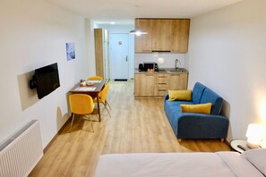Basic Apartment, 1 Queen Bed with Sofa bed, Non Smoking, Mountain View | Private kitchen - GUDASKI Apartments (Kazbegi)
