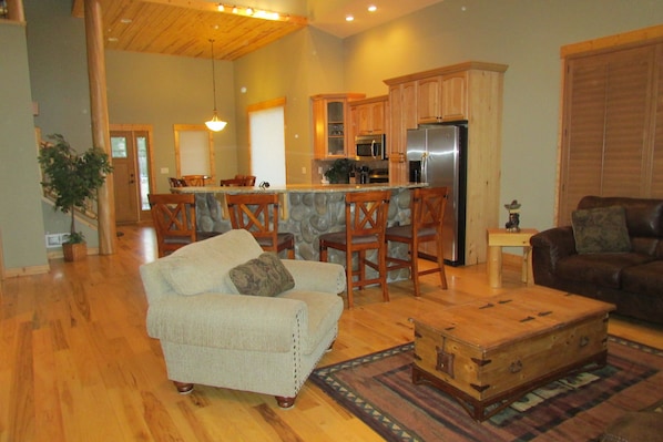 Smart TV, fireplace, DVD player, books